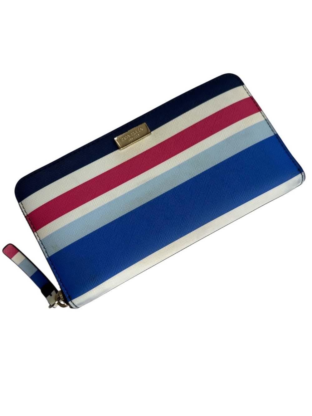 Kate Spade Laurel Way Neda Continental zip around  accordion Striped Wallet